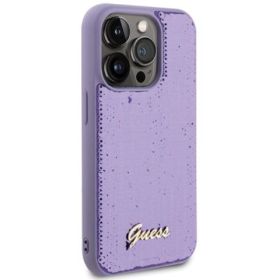 4. Etui Guess Sequin Script Metal na iPhone 15 Pro Max - fioletowe
