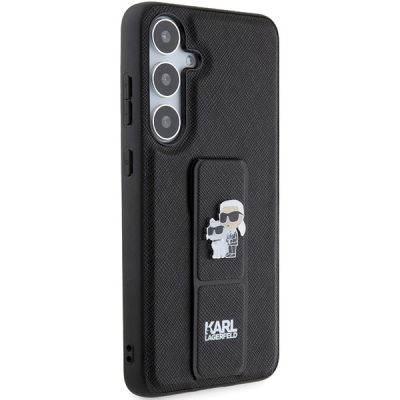 4. Etui Karl Lagerfeld Gripstand Saffiano Karl&Choupette Pins na Samsung Galaxy S24+ - czarne