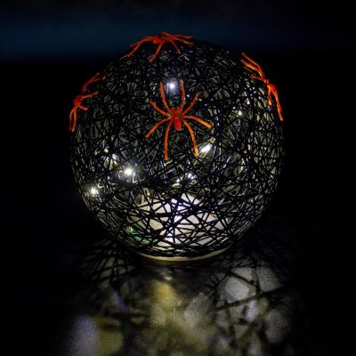 2. KULA DEKORACYJNA LAMPKA Z PAJĄKIEM LED 15CM HALLOWEEN CZARNY