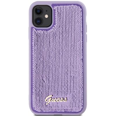 3. Etui Guess Sequin Script Metal na iPhone 11 / Xr - fioletowe