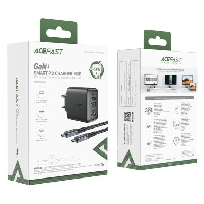 5. Ładowarka GaN Acefast A17 65W USB-C / USB-A, adapter HDMI 4K 60Hz (zestaw z kablem) - czarna