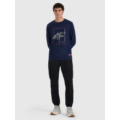6. Longsleeve regular z nadrukiem męski 4F 4FRAW25TLONM606-31S