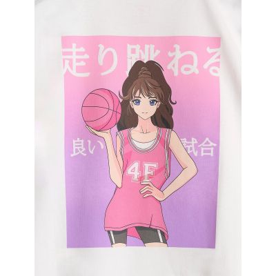 8. T-shirt oversize z nadrukiem dziewczęcy 4F 4FJRAW25TTSHF2935-11S