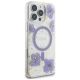 4. Etui Guess Resin Flowers MagSafe na iPhone 16 Pro - fioletowe