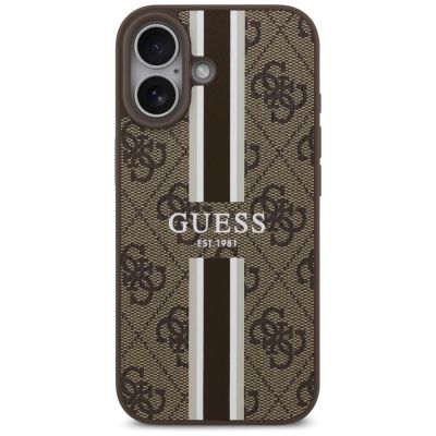 3. Etui Guess 4G Printed Stripes MagSafe na iPhone 17 - brązowe