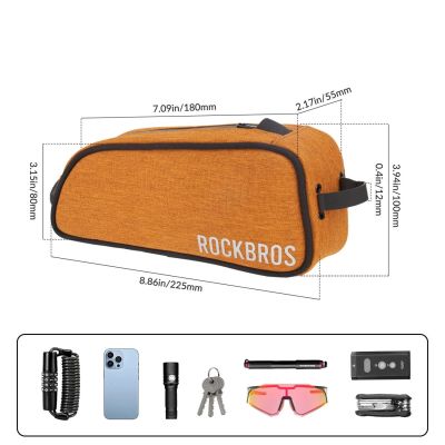 3. Torba rowerowa Rockbros TL004 ROAD TO SKY 0,7 l na ramę wodoodporna - pomarańczowa