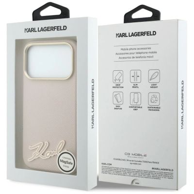 8. Etui Karl Lagerfeld Grained with Resin Signature Logo MagSafe na iPhone 18 Pro / 17 Pro - różowe