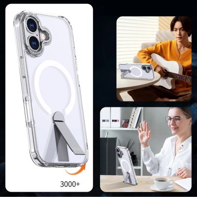 8. Etui Hybrid Armor X na iPhone 17 z podstawką kompatybilne z MagSafe - przezroczyste