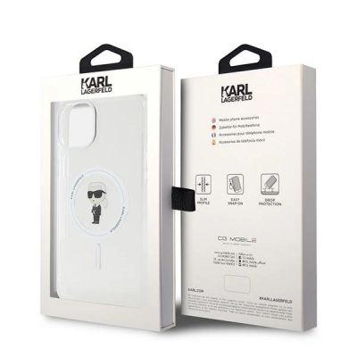 8. Etui Karl Lagerfeld IML Ikonik MagSafe na iPhone 15 Plus - przezroczyste