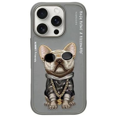 Etui Nimmy Glasses Cool Dog na iPhone 16 Pro Max - szare