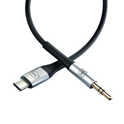 3. Kabel 3mk AUX minijack 3.5 mm / USB-C - srebrny