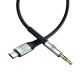 3. Kabel 3mk AUX minijack 3.5 mm / USB-C - srebrny