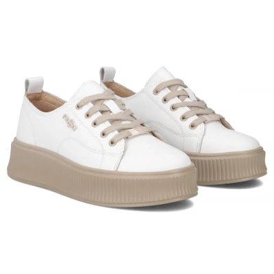 5. Skórzane półbuty sneakersy na platformie białe Filippo DP6122