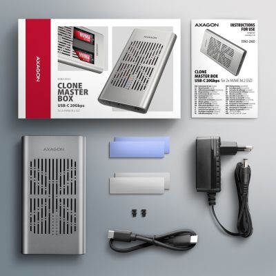 11. Axagon EEM2-20GD stacja dokująca do dysków twardych USB 3.2 Gen 2 (3.1 Gen 2) Type-C Czarny, Szary
