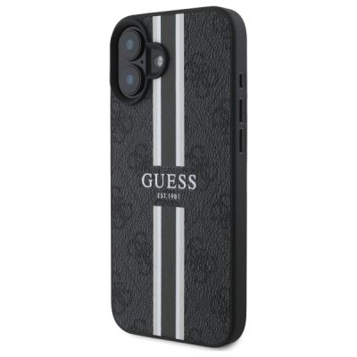 2. Etui Guess 4G Printed Stripes MagSafe na iPhone 16 - czarne