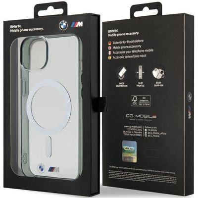 8. Etui BMW Silver Ring MagSafe do iPhone 15 - przezroczyste