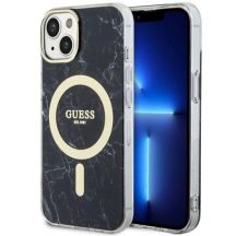 Etui Guess Marble MagSafe na iPhone 14 Plus - czarne