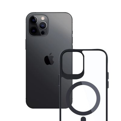 13. Etui 3mk Satin Armor MagCase z MagSafe na iPhone 12 Pro Max - przezroczyste z czarną ramką