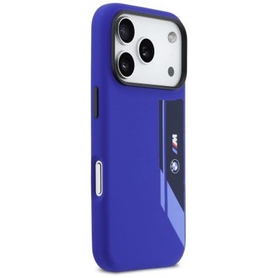 4. Etui BMW M Silicon Vertical Logo MagSafe na iPhone 17 Pro - granatowe