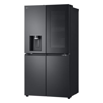 8. Lodówka Side-By-Side LG GMG960EVJE Multi Door 179cm Essence Black Steel czarny mat Total NoFrost podajnik wody
