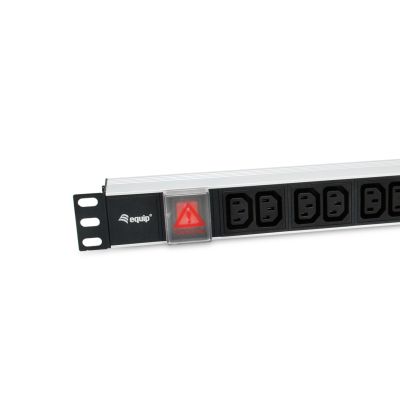 2. Equip 333318 rozdzielacz zasilania PDU 12 x gniazdo sieciowe 1U Czarny, Srebrny