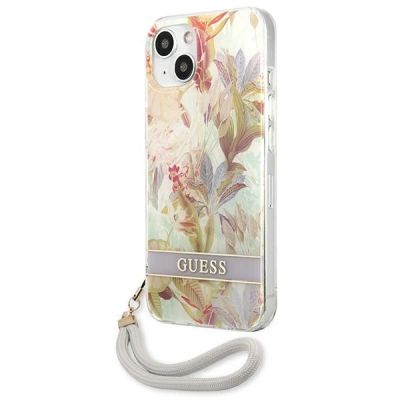 2. Etui Guess Flower Strap na iPhone 13 mini - fioletowe
