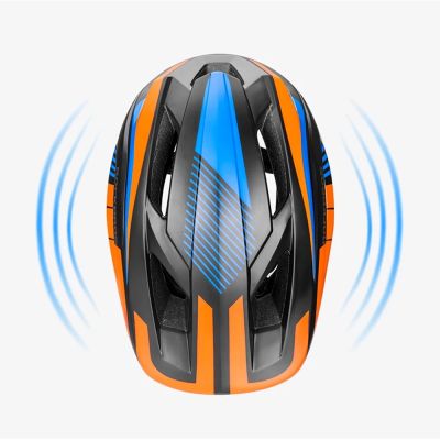 9. Kask rowerowy Rockbros TT-32SOBL-S dziecięcy z odpinaną szczęką rozmiar S - czarno-pomarańczowy