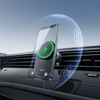 8. Uchwyt magnetyczny Baseus PrimeTrip VC1 Pro z ładowarką indukcyjną Qi2 na kratkę nawiewiu - czarny