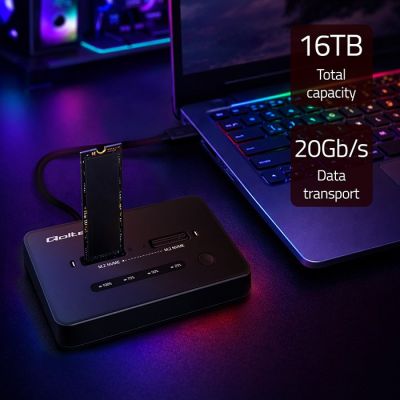 4. Qoltec Stacja dokująca dysków SSD M.2 NVMe| PCIe | USB-C | 20Gb/s | DUAL 2 x 8TB | klonowanie offline