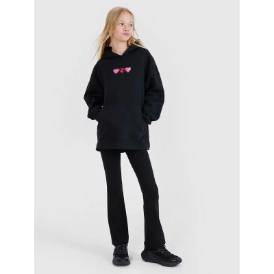 2. Bluza dziewczęca dresowa nierozpinana z kapturem 4F 4FJRSS25TSWSF2235-20S