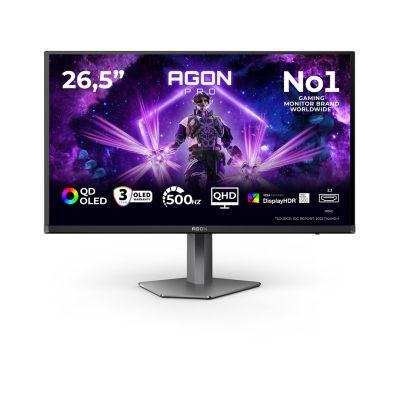 19. AOC AGON PRO AG276QKD2 monitor komputerowy 67,3 cm (26.5") 2560 x 1440 px Quad HD QD-OLED Czarny, Szary