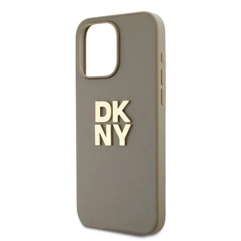 5. Etui DKNY Wrist Strap Stock Logo na iPhone 15 Pro Max - beżowe