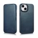 32. iCarer CE Oil Wax Premium Leather Folio Case skórzane etui iPhone 14 Plus z klapką magnetyczne MagSafe niebieski (AKI14220707-BU)