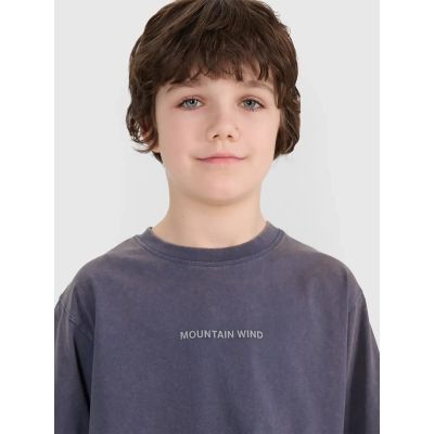 4. T-shirt oversize z nadrukiem chłopięcy 4F 4FJWSS25TTSHM1879-22S