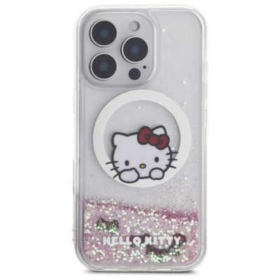 3. Etui Hello Kitty Liquid Glitter Sweet Kitty Bows MagSafe na iPhone 16 Pro - białe