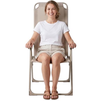 8. KRZESŁO FOTEL TURYSTYCZNE Z PODŁOKIETNIKAMI SKŁADANE BEŻOWE REDCLIFFS