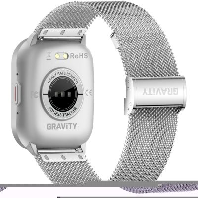 10. Smartwatch Gravity Srebrny Pasek + Bransoleta GT43-2