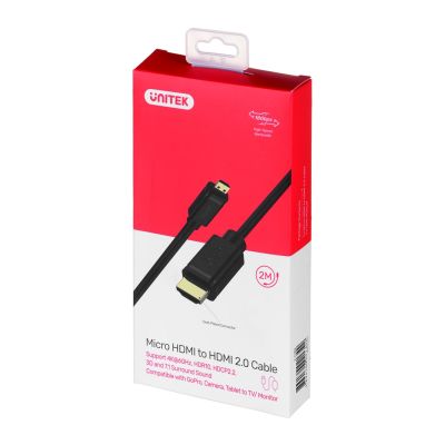 4. UNITEK KABEL MICRO HDMI-HDMI 2.0,4K60HZ,2M, Y-C182