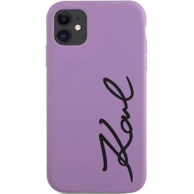 3. Etui Karl Lagerfeld Silicone Signature na iPhone 11 / Xr - purpurowe