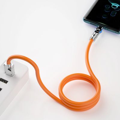 2. Kabel kątowy Dudao L24CL USB-C - Lightning o rotacji 180° 30W 1m - pomarańczowy