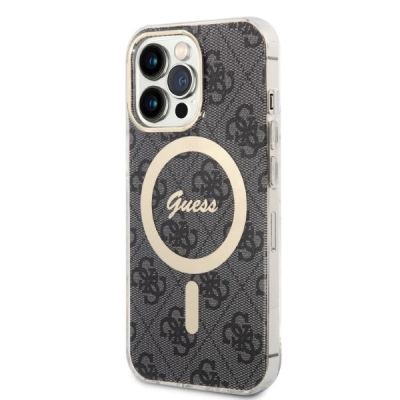 2. Etui Guess 4G Print MagSafe na iPhone 13 Pro + ładowarka indukcyjna - czarne