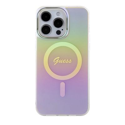 3. Etui Guess IML Iridescent MagSafe do iPhone 15 Pro Max - różowe