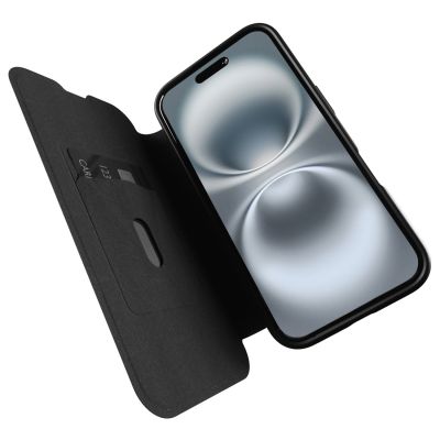 9. Etui skórzane Puro Book Mag MagSafe z klapką i schowkiem na karty do iPhone 16 - czarne