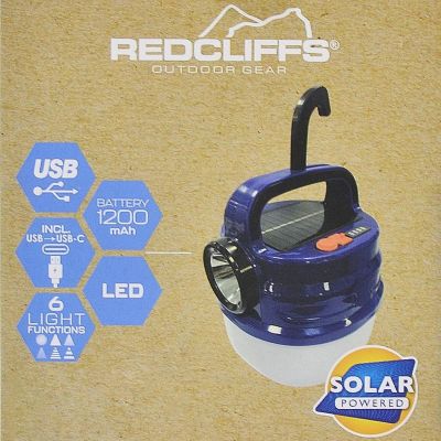 8. LATARKA LAMPA CAMPING ŁADOWANIE USB I SOLAR REDCLIFFS