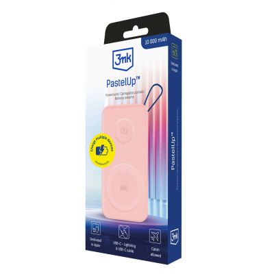 12. Powerbank 3mk PastelUp 10,000mAh 22.5W USB 1A1C - różowy