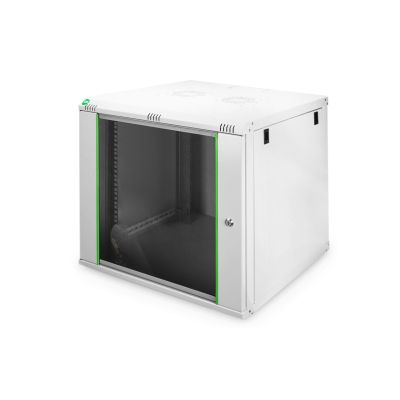 10. Szafa sieciowa wisząca DYNAmic 19" 9U rack 600x600, drzwi szyba, szary, niedzielona, złożona, 60kg