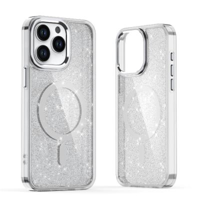 2. Etui Glitter Case MagSafe na iPhone 16 Pro Max - białe z brokatem