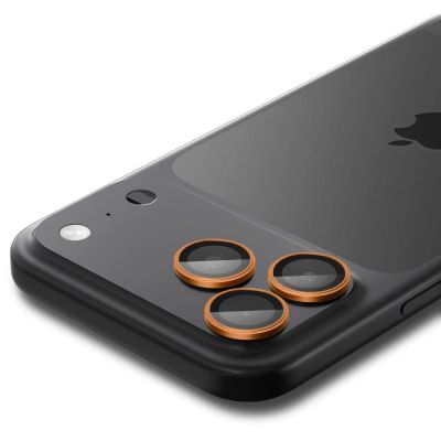 4. Szkło na obiektyw Spigen Optik Pro na iPhone 16 Pro / Max / 17 Pro / Max - pomarańczowe