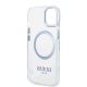 7. Etui Guess Metal Outline MagSafe na iPhone 14 Plus - niebieskie