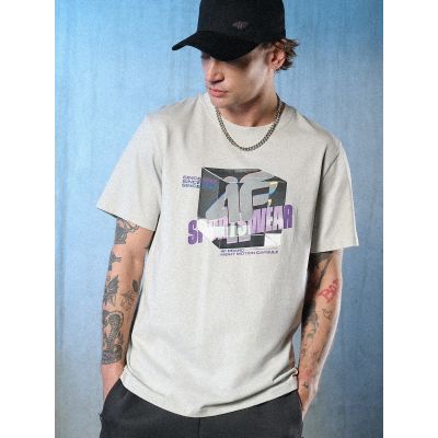 8. T-shirt regular z nadrukiem męski 4F 4FRSS26TTSHM3657-27S